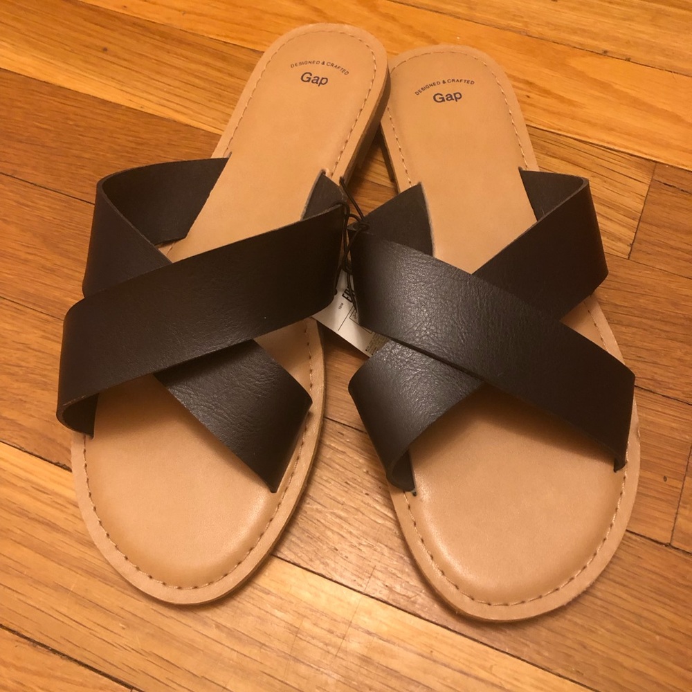 Women’s Gap Black Leather Slides/Sandals